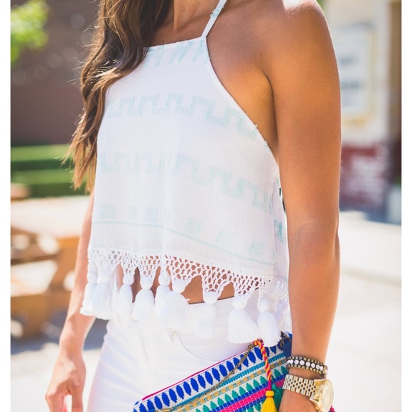 Stela 9 white tassel halter top REVOLVE - Picture 4 of 5